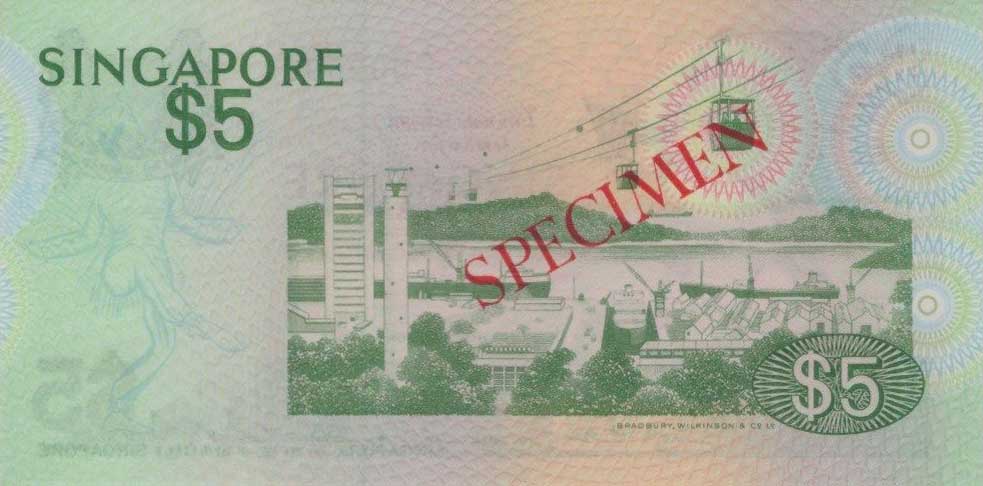 Back of Singapore p10s: 5 Dollars from 1976