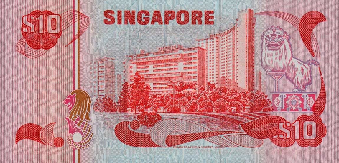 Back of Singapore p11b: 10 Dollars from 1980