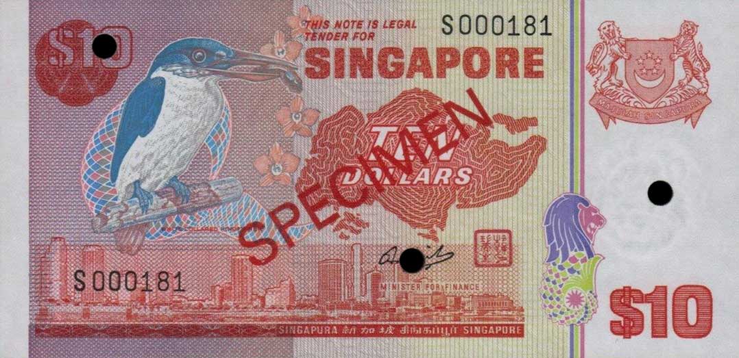 Front of Singapore p11s: 10 Dollars from 1979