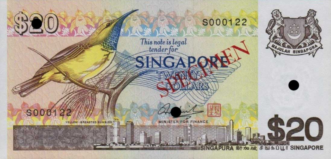 Front of Singapore p12s: 20 Dollars from 1979