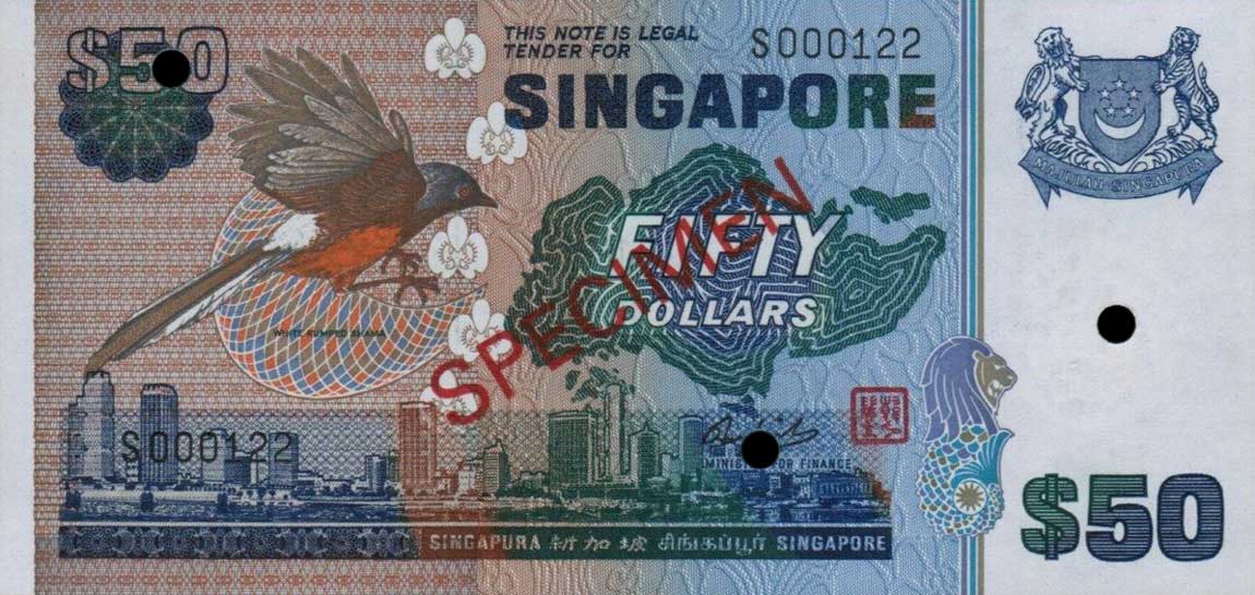 Front of Singapore p13s: 50 Dollars from 1976
