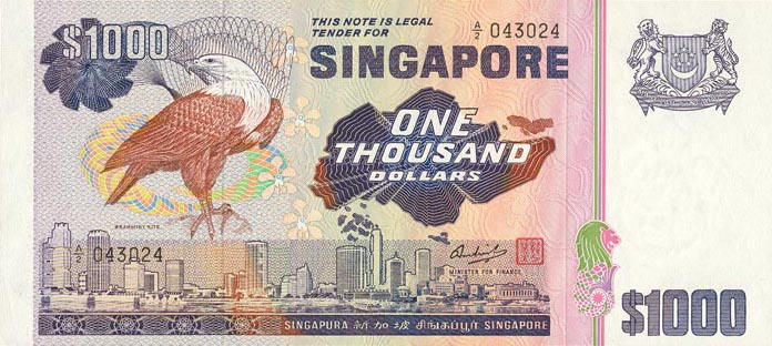 Front of Singapore p16: 1000 Dollars from 1978