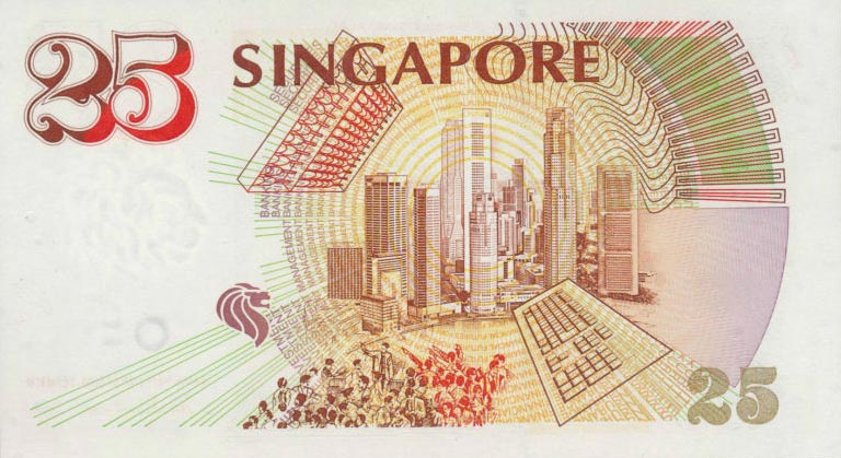 Back of Singapore p33: 25 Dollars from 1996