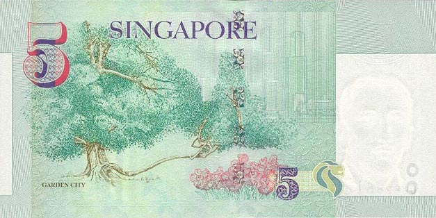 Back of Singapore p39: 5 Dollars from 1999