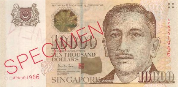 Front of Singapore p44s: 10000 Dollars from 1999