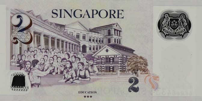 Back of Singapore p46l: 2 Dollars from 2018