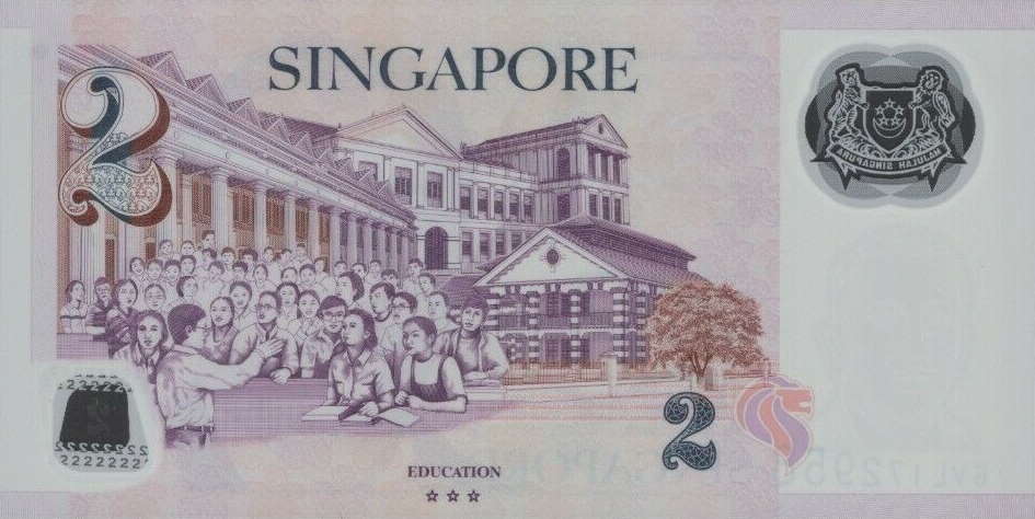 Back of Singapore p46m: 2 Dollars from 2019