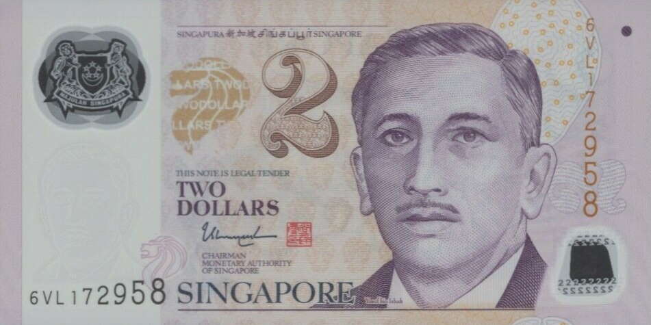 Front of Singapore p46m: 2 Dollars from 2019