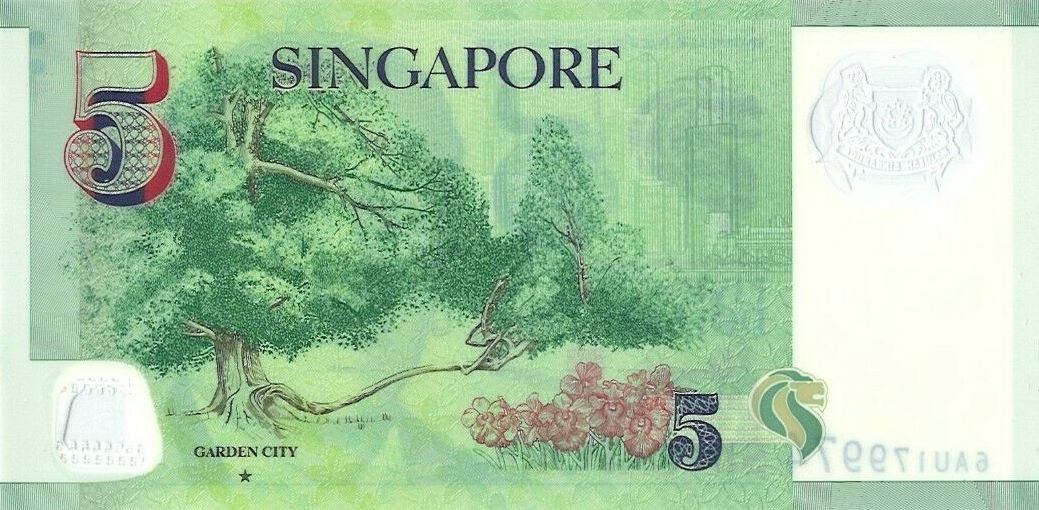 Back of Singapore p47g: 5 Dollars from 2020