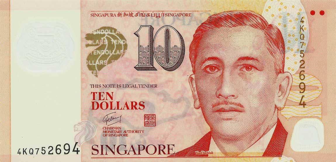 Front of Singapore p48g: 10 Dollars from 2005