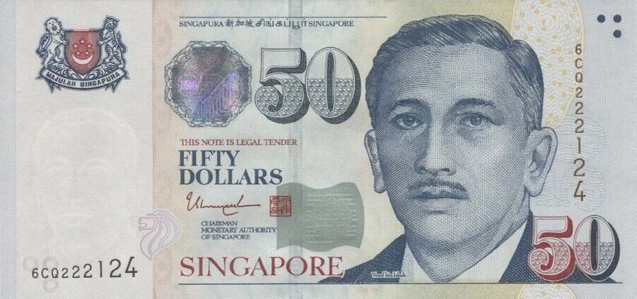 Front of Singapore p49k: 50 Dollars from 2021