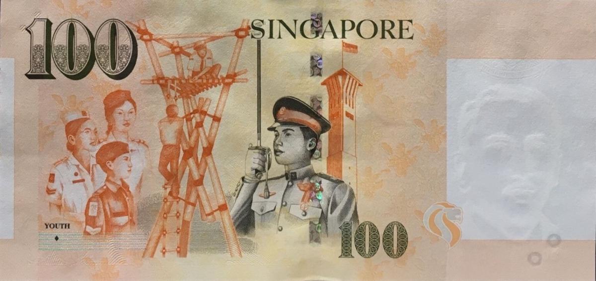 Back of Singapore p50f: 100 Dollars from 2005