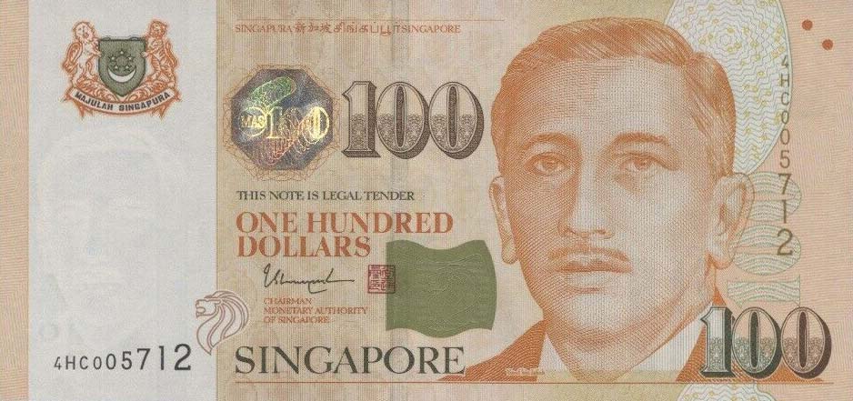 Front of Singapore p50j: 100 Dollars from 2020