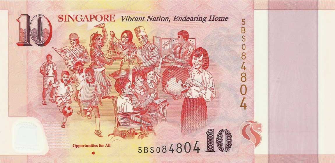 Back of Singapore p56a: 10 Dollars from 2015