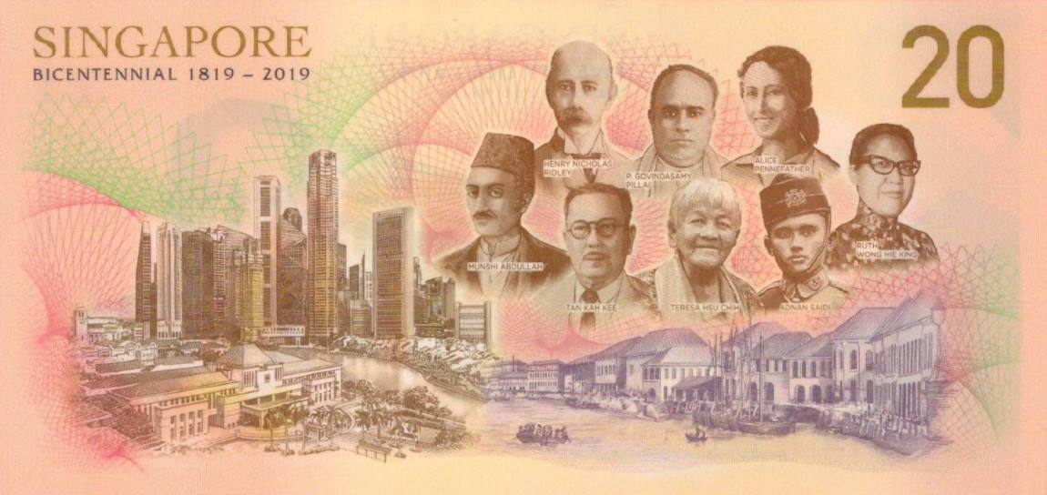 Back of Singapore p63a: 20 Dollars from 2019