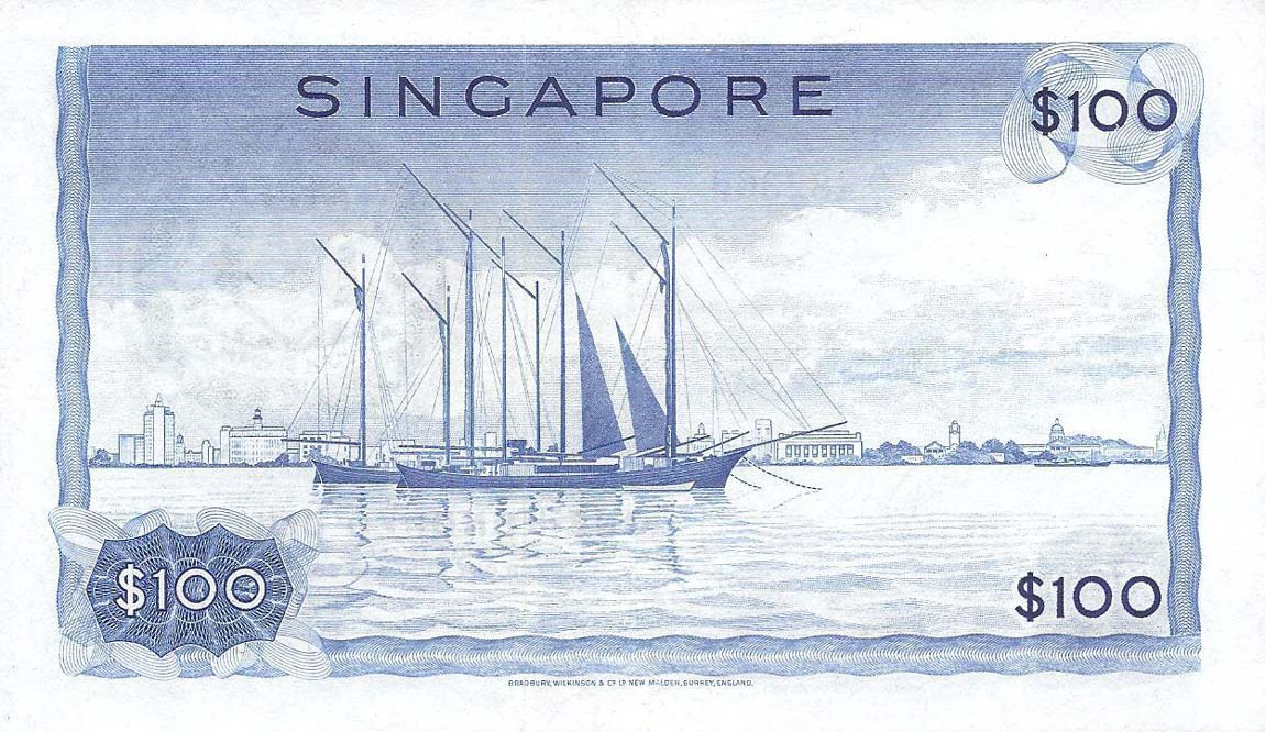 Back of Singapore p6a: 100 Dollars from 1967