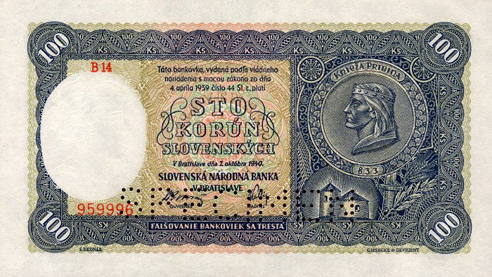 Front of Slovakia p10s: 100 Korun from 1940