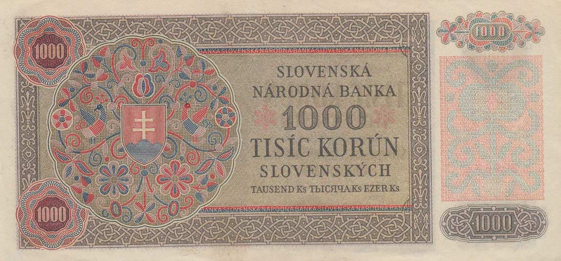 Back of Slovakia p13a: 1000 Korun from 1940