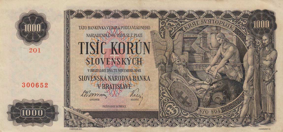 Front of Slovakia p13a: 1000 Korun from 1940