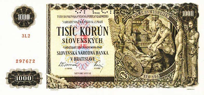 Front of Slovakia p13s: 1000 Korun from 1940