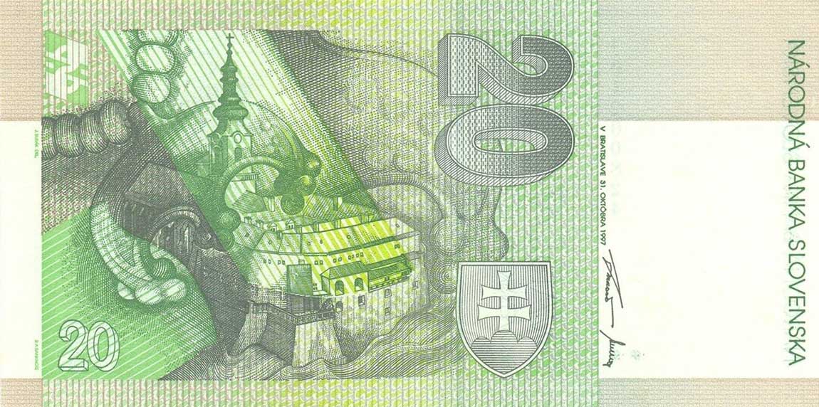 Back of Slovakia p20c: 20 Korun from 1997