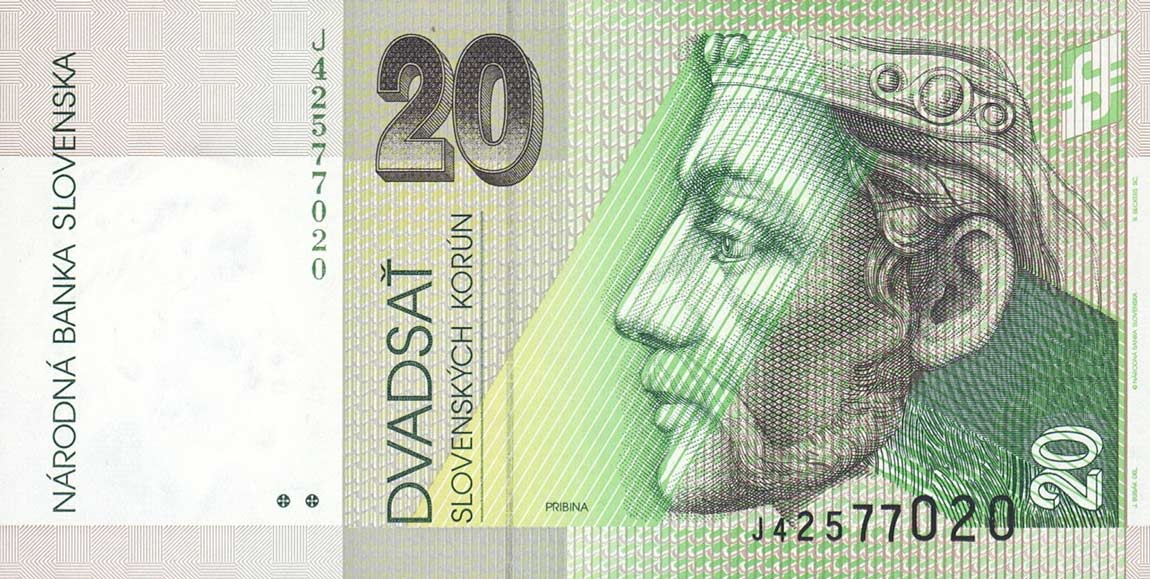 Front of Slovakia p20d: 20 Korun from 1999