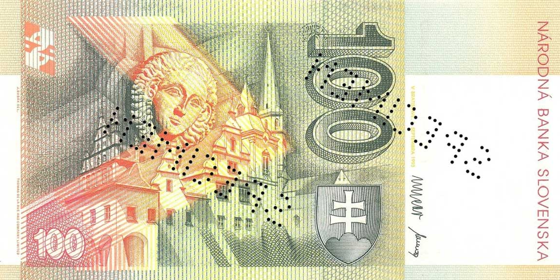 Back of Slovakia p22s: 100 Korun from 1993