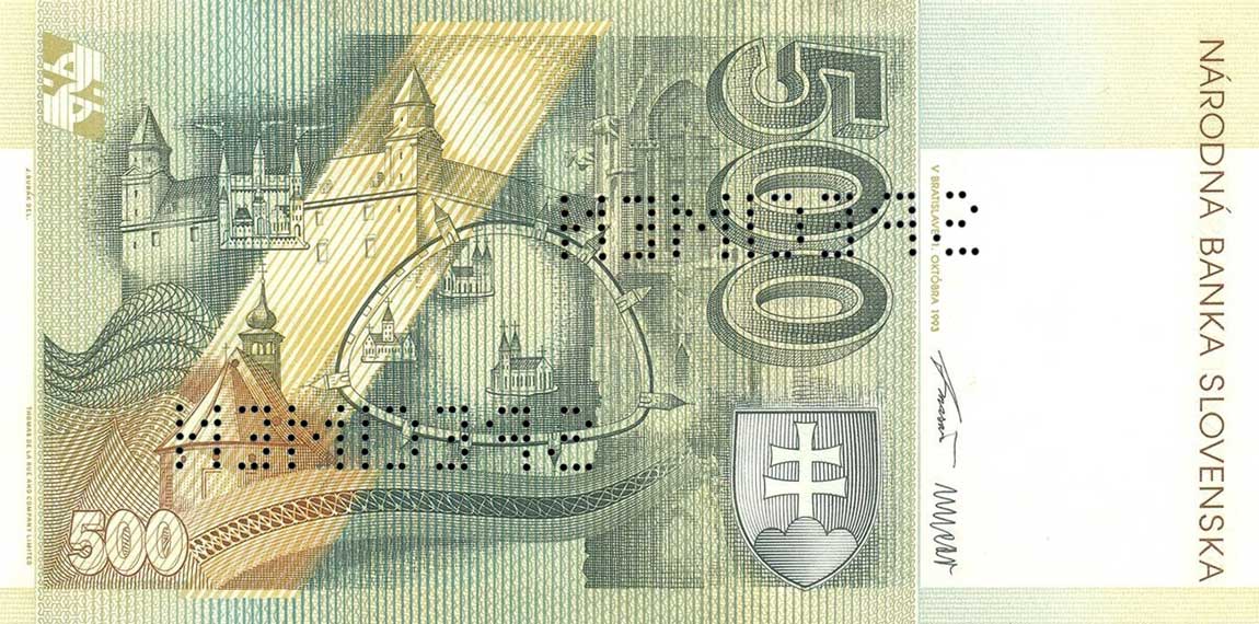 Back of Slovakia p23s: 500 Korun from 1993