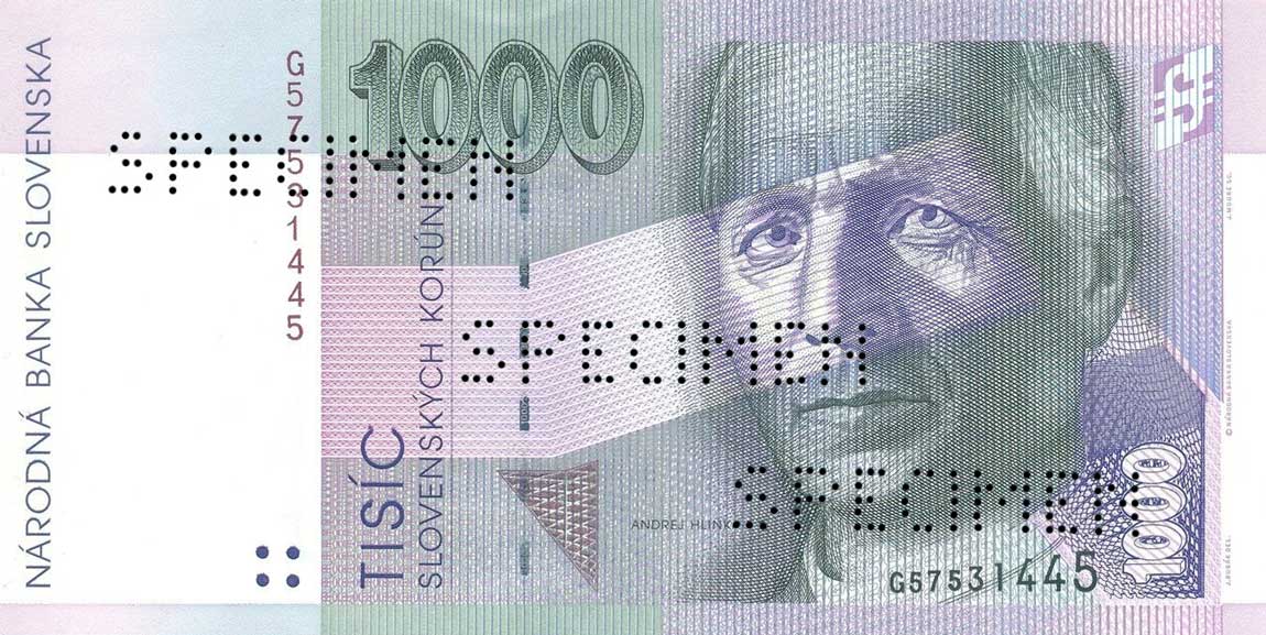 Front of Slovakia p24s: 1000 Korun from 1993