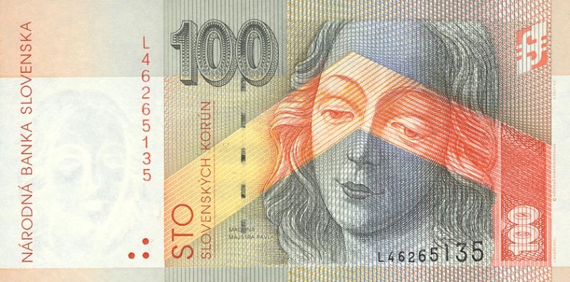 Front of Slovakia p25c: 100 Korun from 1999