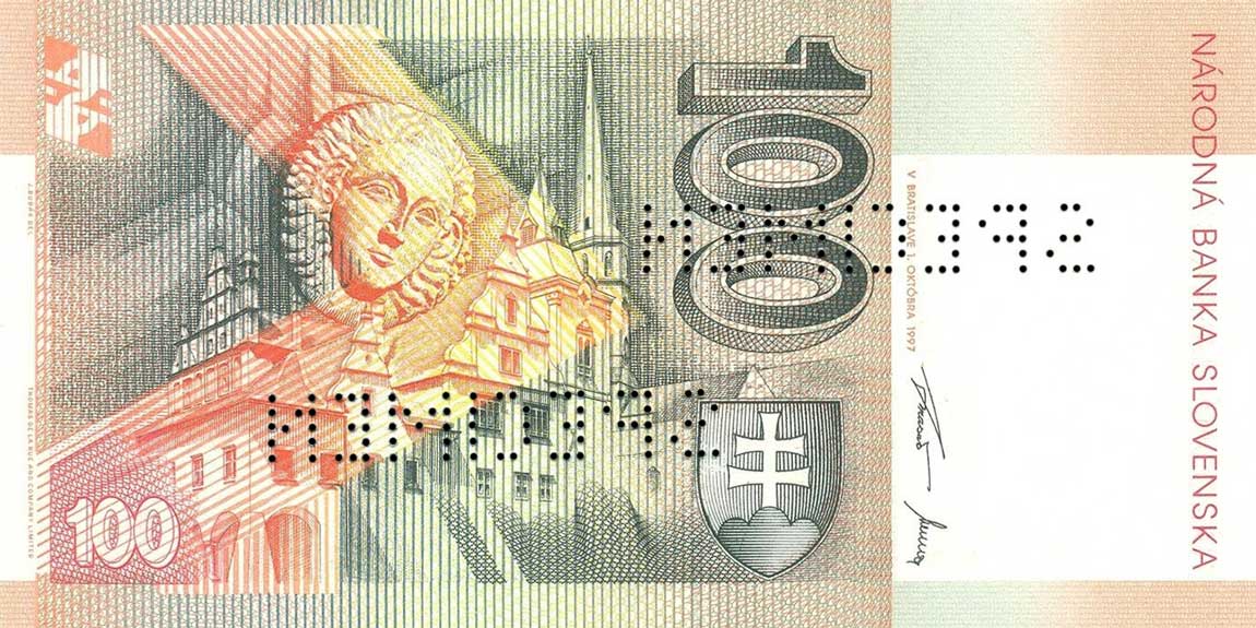 Back of Slovakia p25s: 100 Korun from 1996