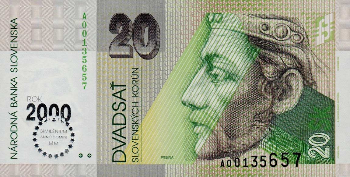 Front of Slovakia p34: 20 Korun from 1993