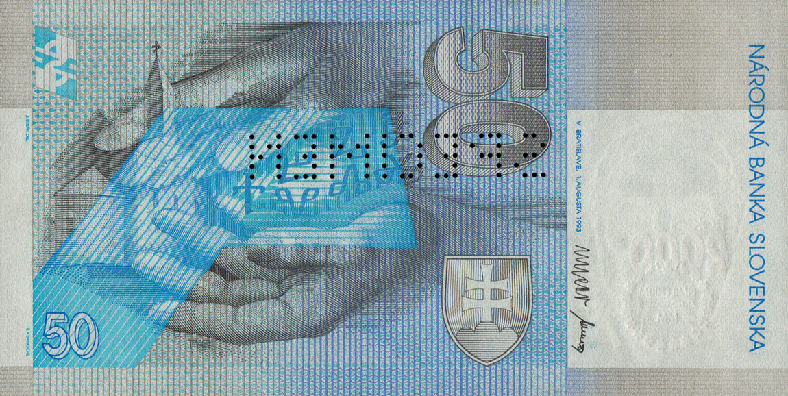 Back of Slovakia p35s: 50 Korun from 1993