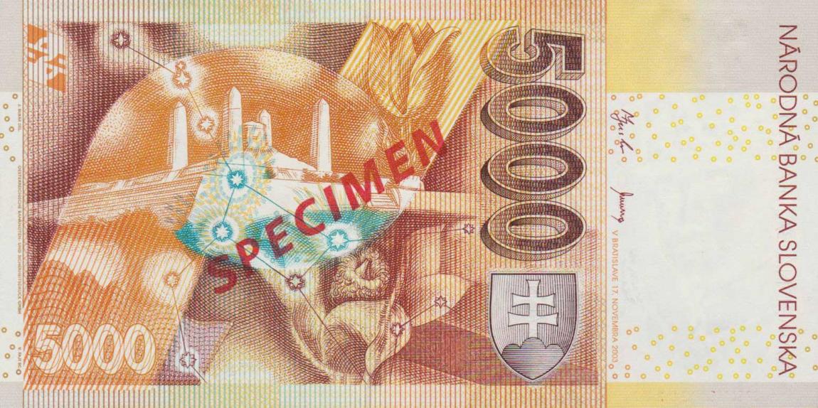 Back of Slovakia p43s: 5000 Korun from 2003