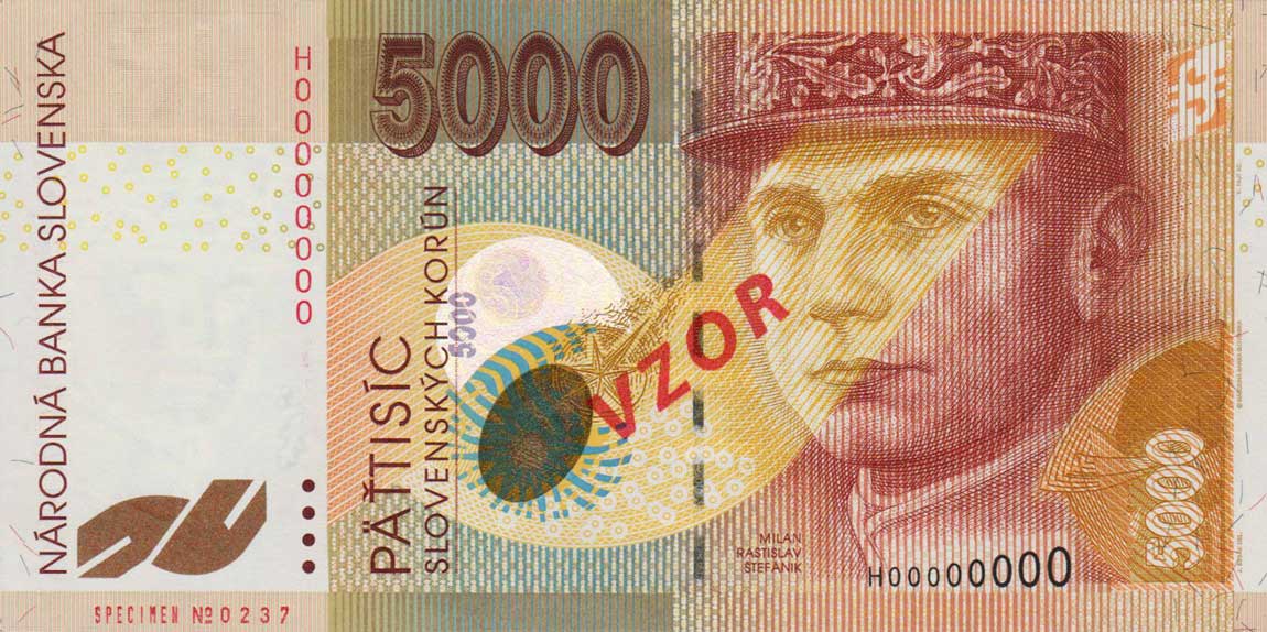 Front of Slovakia p43s: 5000 Korun from 2003