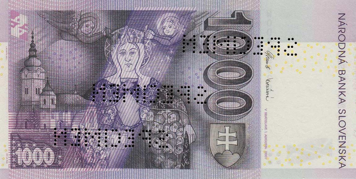 Back of Slovakia p47s: 1000 Korun from 2005