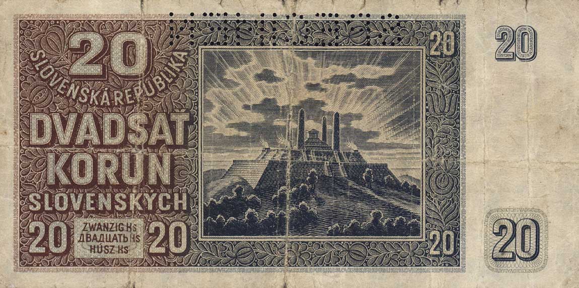 Back of Slovakia p5s: 20 Korun from 1939