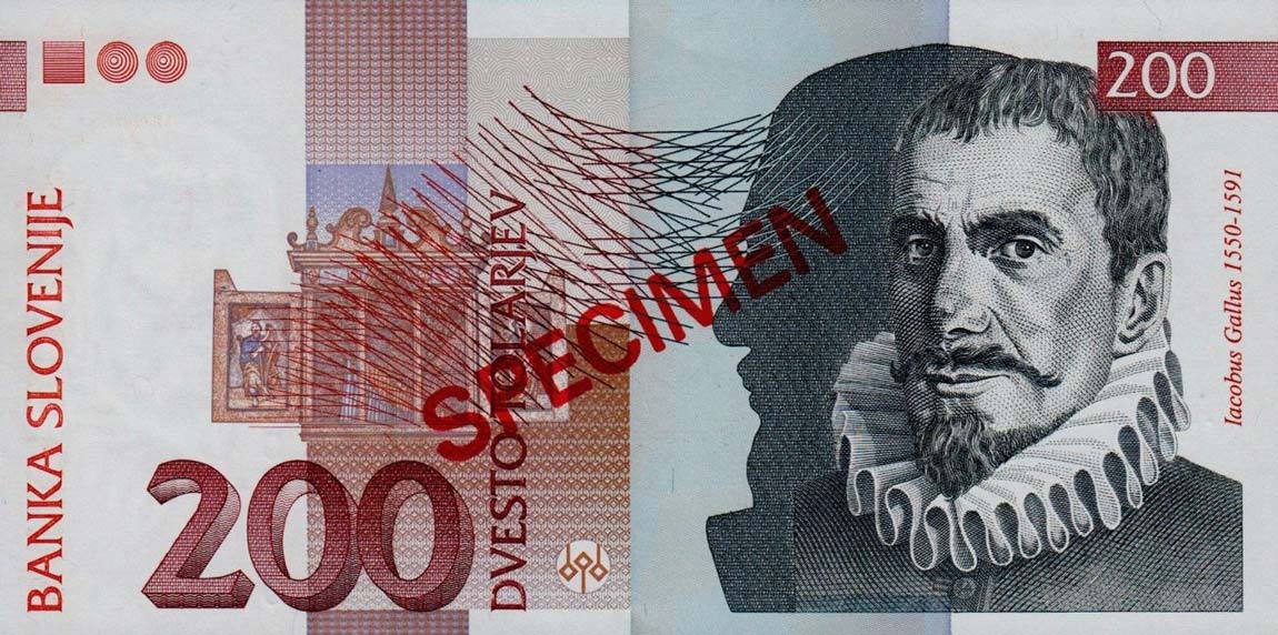 Front of Slovenia p15s: 200 Tolarjev from 1992