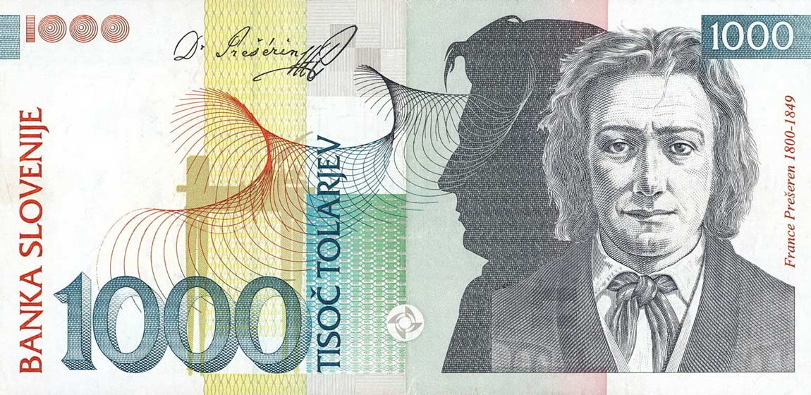Front of Slovenia p18a: 1000 Tolarjev from 1993