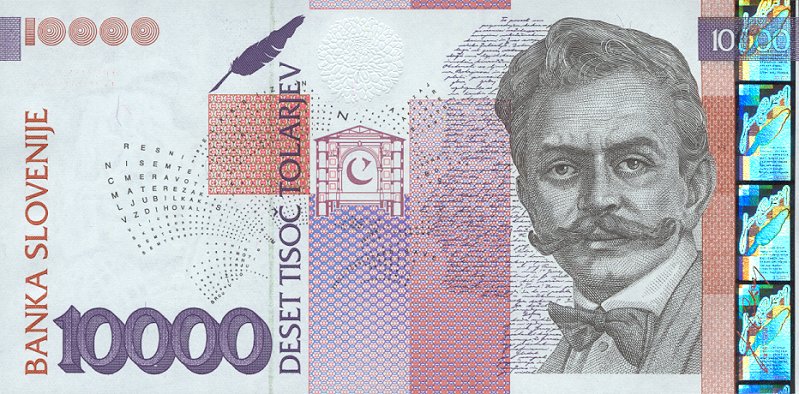 Front of Slovenia p24a: 10000 Tolarjev from 2000