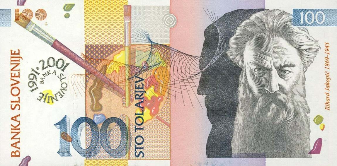 Front of Slovenia p25: 100 Tolarjev from 2001