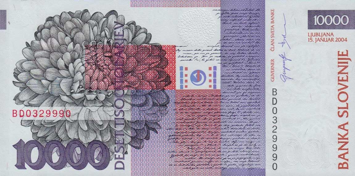 Back of Slovenia p34b: 10000 Tolarjev from 2004