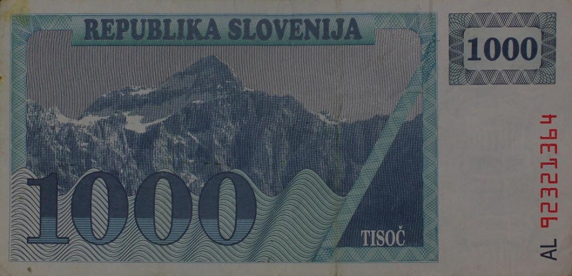 Back of Slovenia p9b: 1000 Tolarjev from 1992