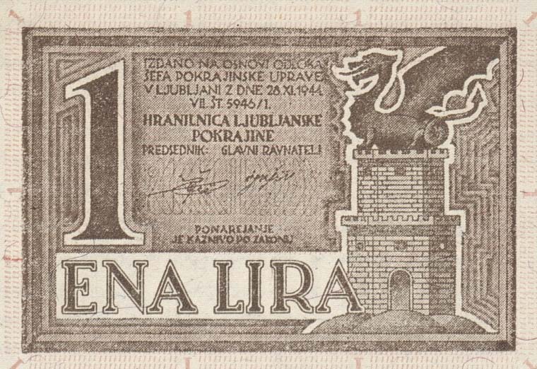 Front of Slovenia pR2: 1 Lire from 1944