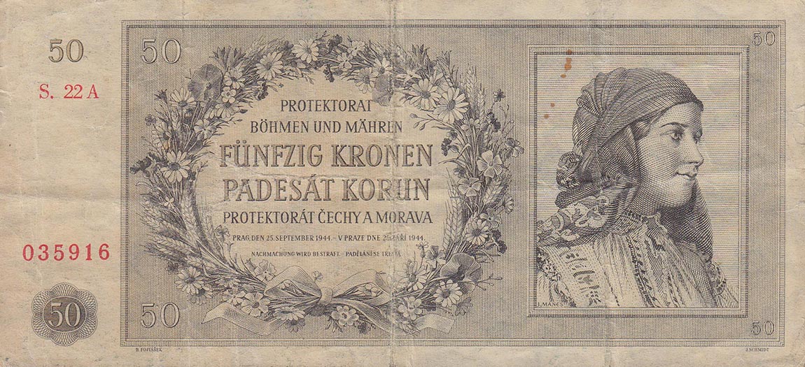 Front of Bohemia and Moravia p10a: 50 Korun from 1944