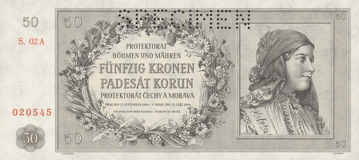 Front of Bohemia and Moravia p10s: 50 Korun from 1944