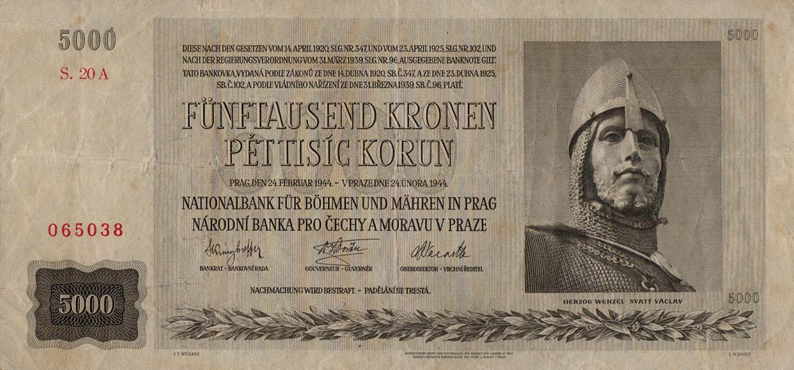 Front of Bohemia and Moravia p17a: 5000 Korun from 1944