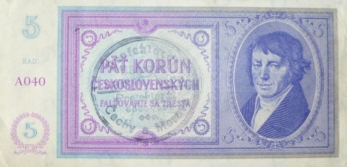 Front of Bohemia and Moravia p2a: 5 Korun from 1939