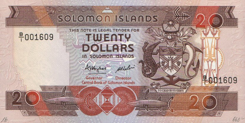 Front of Solomon Islands p16a: 20 Dollars from 1986