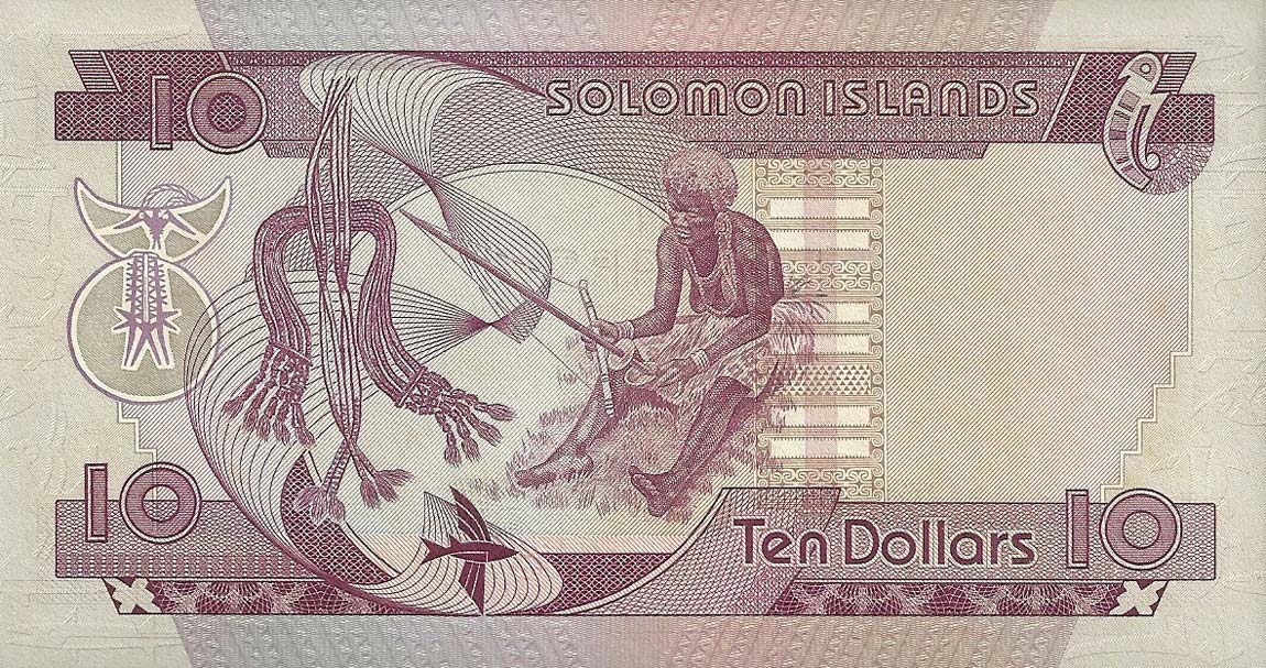 Back of Solomon Islands p7a: 10 Dollars from 1977